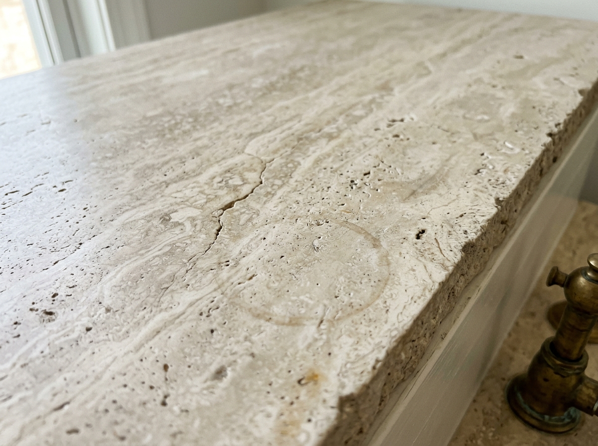 Slab of natural stone with veining